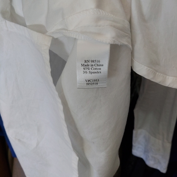 Final Sale - White embroidered button down cotton with stretch - Picture 7 of 9